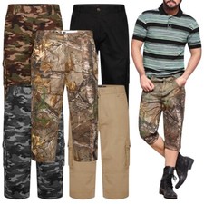 New Mens 3/4 Long Length Shorts Elasticated Waist Cargo Combat Three Quarter 01m