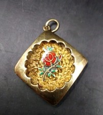 Stunning Fully Hallmarked Silver (Gilt) Enamel Rose Pendant Toye Kenning Spencer