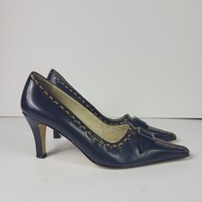 Vicki Beth Vintage Blue Pumps Shoes UK 4 EU 37 Leather Classic Heels SKU 30 