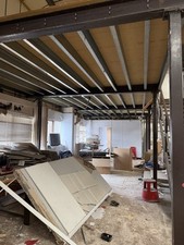Used Mezzanine Floor aprox 11.5m X 7.5m, 38mm Chipboard, Staircase