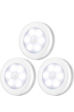 3 Pack Motion Sensor Light, Stick-On Cabinet Night Light, 3xAAA Battery Operated