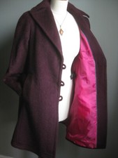 M&S TWIGGY WOOL COAT 10 blogger blazer swing COLLECTION purple wine TRENCH TEDDY