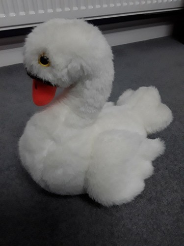 Plush white swan soft - swan, toy