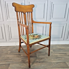 Antique Wooden Carver Armchair Fireside Lounge Chair - Satin Wood Arts & Crafts