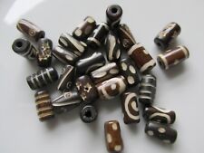 Jewellery Craft Design - Brown 12mm Tube Batik Pattern Bone Bead Beads PK10 .