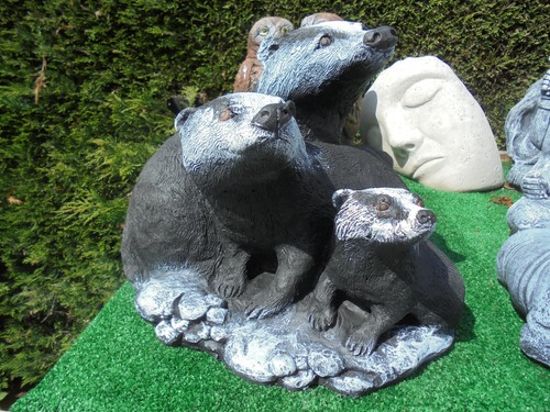 Badger family concrete garden