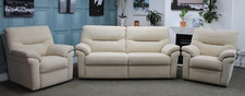 G PLAN SEATTLE 3 SEATER SOFA & 2x ARMCHAIRS IN HOPSACK DOVE FABRIC. RRP £4153