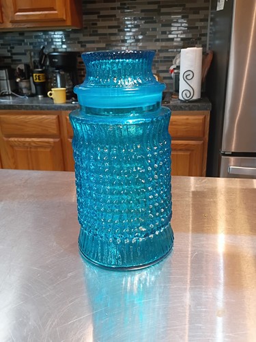 Vintage blue glass - , jar