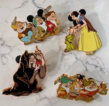 Disney 4 Pin Set Snow White 7 Dwarfs Hag Witch Dopey Grumpy 2012