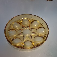 Vintage Amber Glass circular Relish Dish Plate