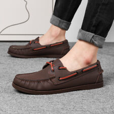 Mens Brown Black Superb Quality Leather Deck Shoes Leather Boat Shoe Rubber Sole