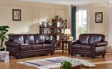 Burgundy Leather 3 Seater Sofa