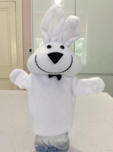 White rabbit hand puppet - white,