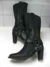 HOBBS real LEATHER BOOTS biker 4 high heels rock Marilyn Anselm military riding