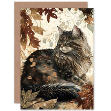 Maine Coon Cat Autumn Leaves
