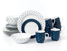 24pc Blue & White Spot Dinner Set