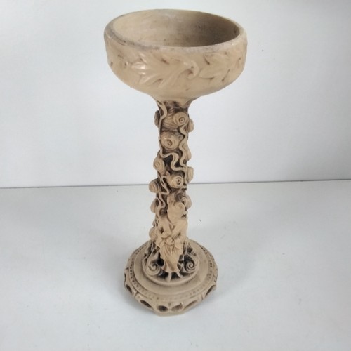 Carved resin candle holder - carved,