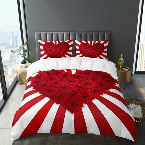 Red rose heart print - rose,