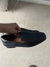 LADIES M&S SIZES BLACK WIDE FIT LEATHER SHOES