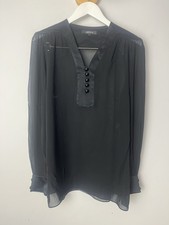 Jaeger Black Silk Sheer Blouse