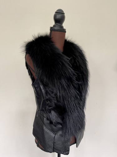 New genuine black leather - new,