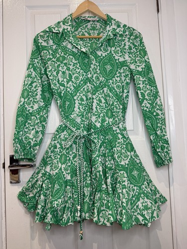 Zara green white floral - white,