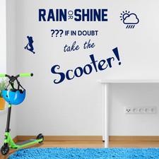 Stunt Scooter Rain or Shine Kids Style Children Street Wall Stickers Decals A106