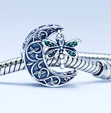 Crescent Moon Dragonfly Charm