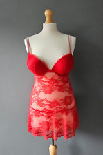 RARE Victoria's Secret Bombshell Add Cups Red Lace Shine Strap Babydoll Size S