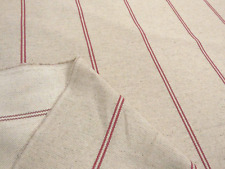 NATURAL with RED Twin Stripe Linen Upholstery Cushion Fabric LAURA ASHLEY