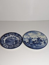 Lochs Of Scotland Wedgwood (Tunstall) Plate & Delft Holland Windmill Plate Blue 