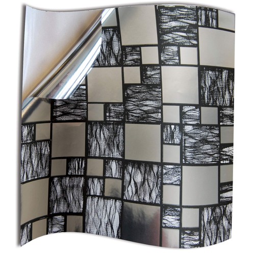 Black silver glass tile - black,