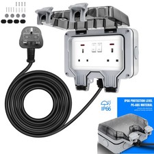 OUTDOOR 2 GANG RCD DOUBLE SWITCHED SOCKET IP66 LOCKABLE WITH PADLOCK 3-10M Cable