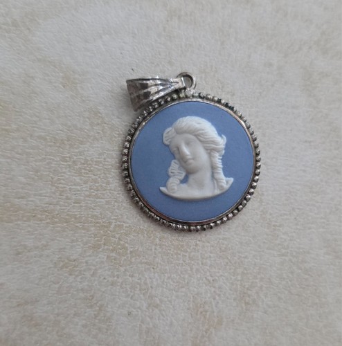 Wedgewood blue cameo pendant - blue,