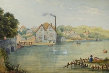 Original Watercolour, 'Norton Bridge, Isle of Wight', dated 1900, E Leonard