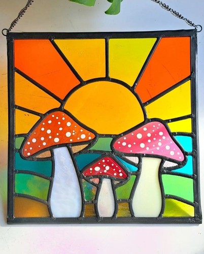 Stained leaded glass panel - stained,
