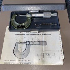 Vintage Starrett Micrometer 0 - 25mm 7130735 Made In Japan