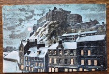 1904 Edinburgh Castle by Moonlight Postcard Snow Scene