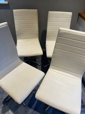 4 x Dwell Dinning Chairs White Faux Leather