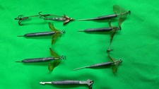 6 Vintage Hardy Dead Bate Spinners Lead Body & Plastic Vanes. Various Sizes.