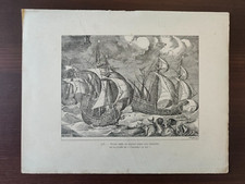 VINTAGE ORIGINAL B/W LITHO.-MARITIME-SEA VESSELS-PLATE 105-PETER BRUEGEL - 1908