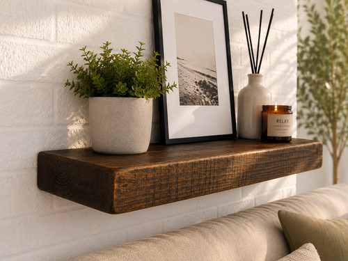 Floating wall wooden - wooden, shelves