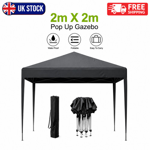 2x2 pop gazebo black garden - 2x2,