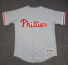 Vintage Philadelphia Phillies Jersey Large Grey Majestic Baseball MLB Shirt 44"