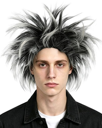 Black white wig gothic - black,