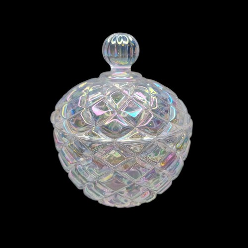 Vintage glass jar lidded - lidded, bon