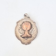 Irish First Holy Communion medal sterling silver hallmarked Dublin, gold overlay