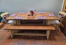 Rustic wood farmhouse table - farmhouse,