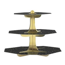 Black & Gold Star 3 Tier Cupcake Stand