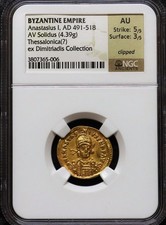 Byzantine Empire Anastasius I AD 491-518 AV Solidus AU Clipped